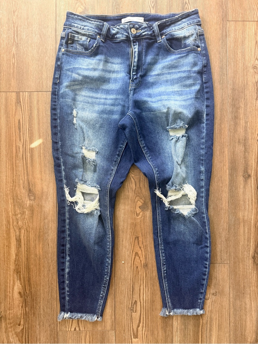 KanCan Women's Dark Blue Distressed High-Rise Skinny Jeans
